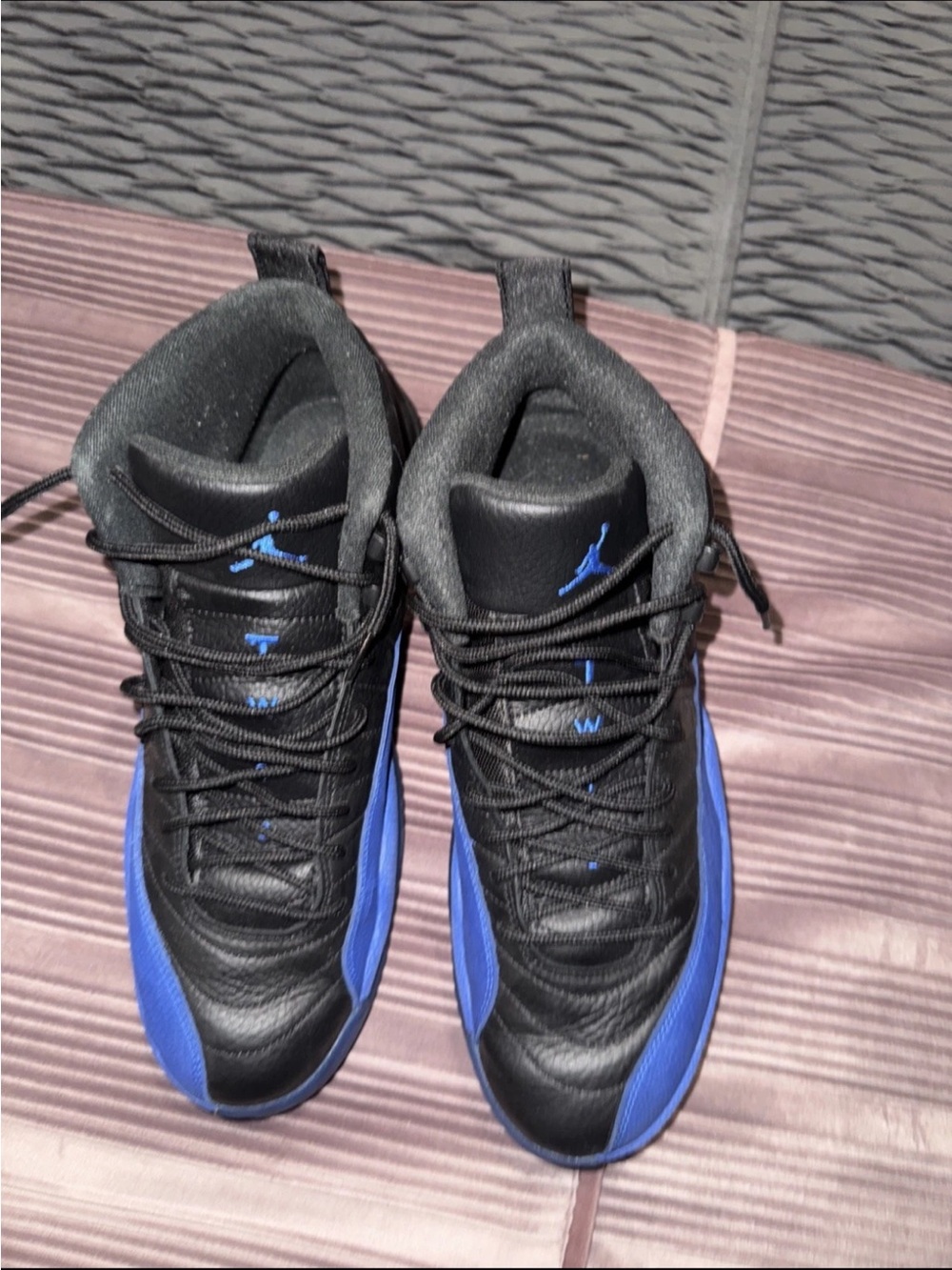 Air Jordan 12 Game Royal Black and Royal Blue High-Top Basketball Sneakers